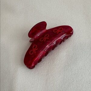 Red Hair Claw Clip with bow accents